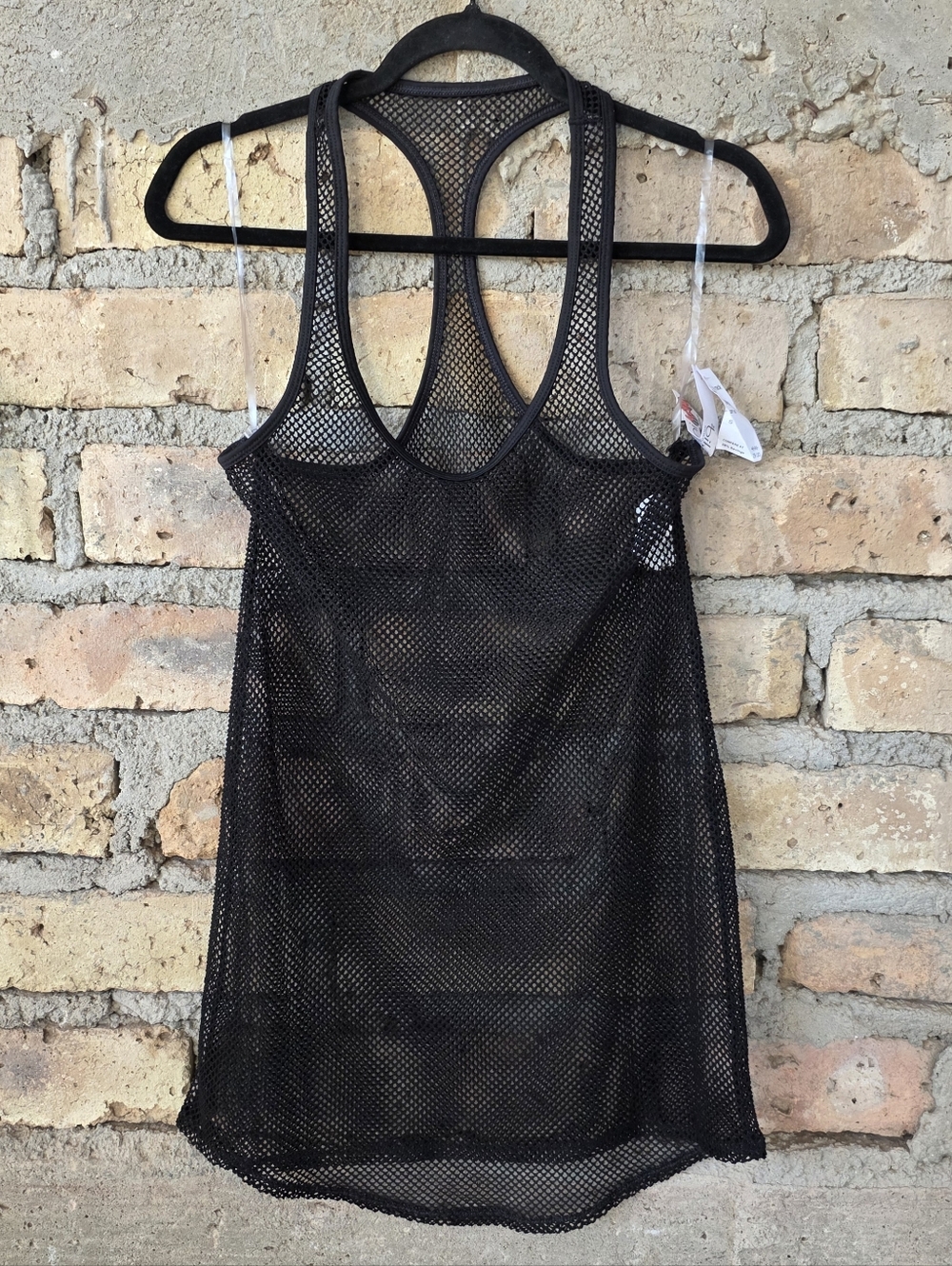 NWT The Bikini Lab Black Mesh Racerback Swim Cover-Up Tank S